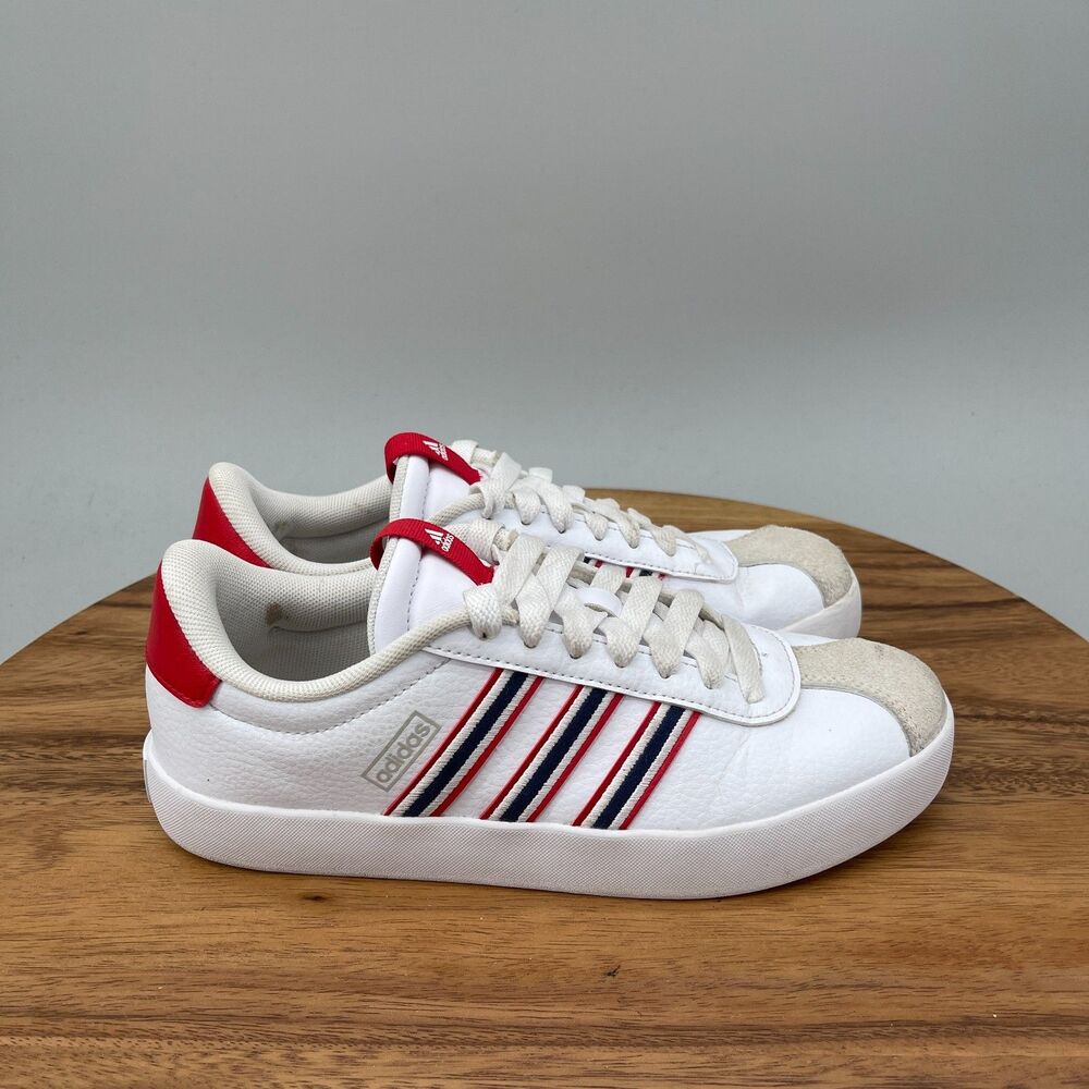 adidas VL Court 3.0 Shoes Womens Size 6 White Leather Casual Court Sneakers - Picture 1 of 9